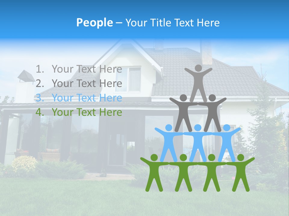 A House With A Blue Sign In Front Of It PowerPoint Template