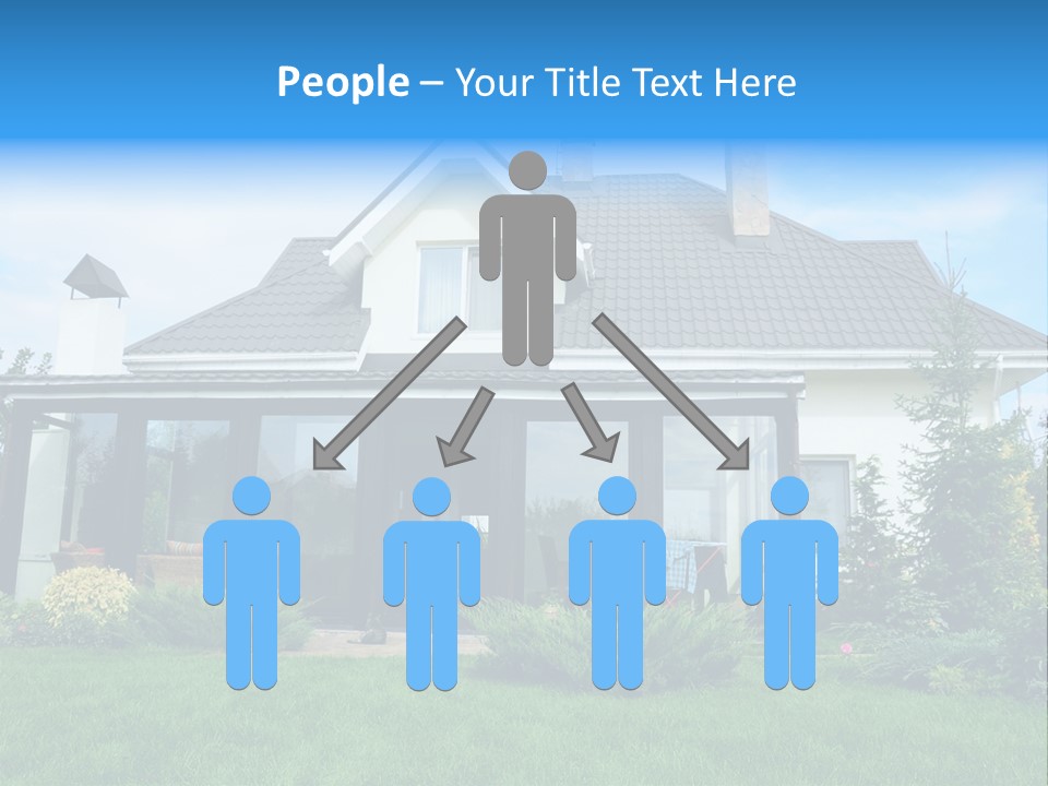 A House With A Blue Sign In Front Of It PowerPoint Template
