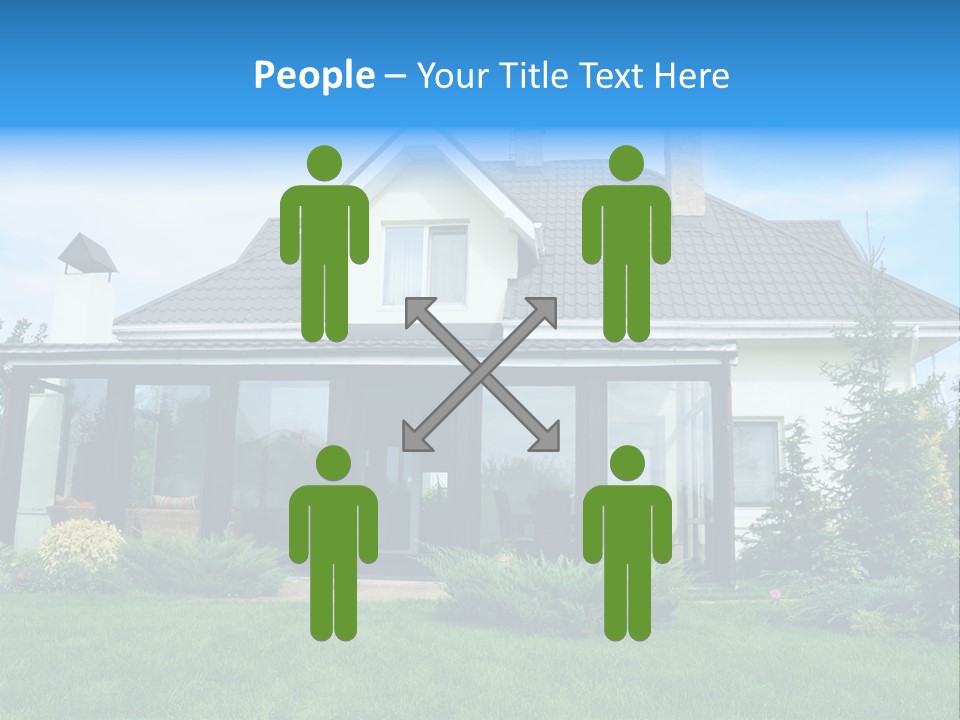 A House With A Blue Sign In Front Of It PowerPoint Template