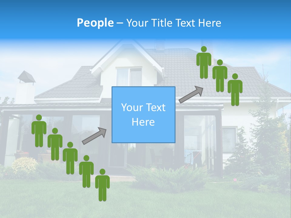 A House With A Blue Sign In Front Of It PowerPoint Template