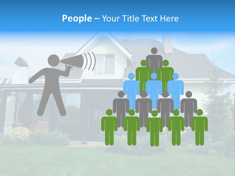 A House With A Blue Sign In Front Of It PowerPoint Template