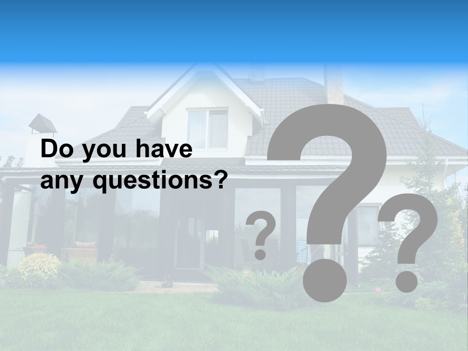 A House With A Blue Sign In Front Of It PowerPoint Template