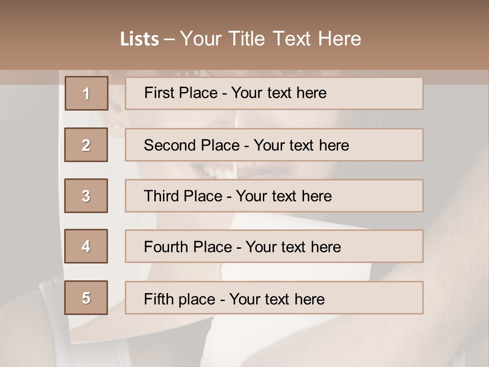 A Woman Holding A Piece Of Paper In Front Of Her Face PowerPoint Template