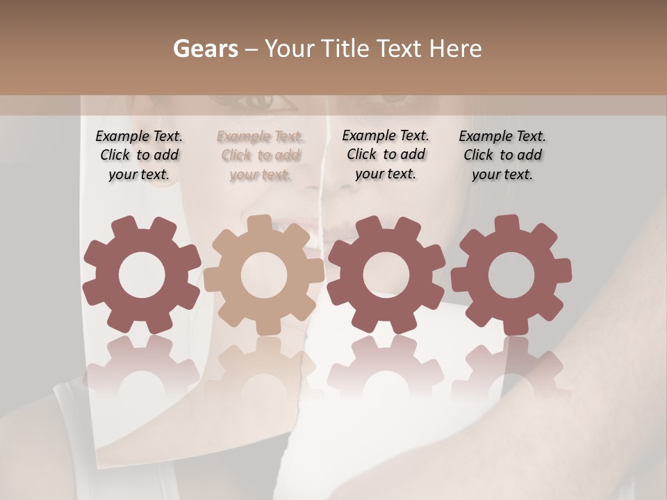 A Woman Holding A Piece Of Paper In Front Of Her Face PowerPoint Template