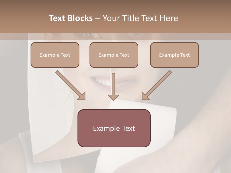 A Woman Holding A Piece Of Paper In Front Of Her Face PowerPoint Template