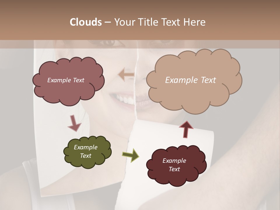 A Woman Holding A Piece Of Paper In Front Of Her Face PowerPoint Template
