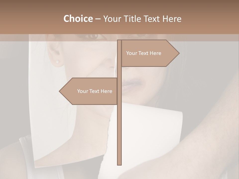 A Woman Holding A Piece Of Paper In Front Of Her Face PowerPoint Template