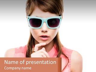 A Woman Wearing Sunglasses And A Pink Shirt PowerPoint Template
