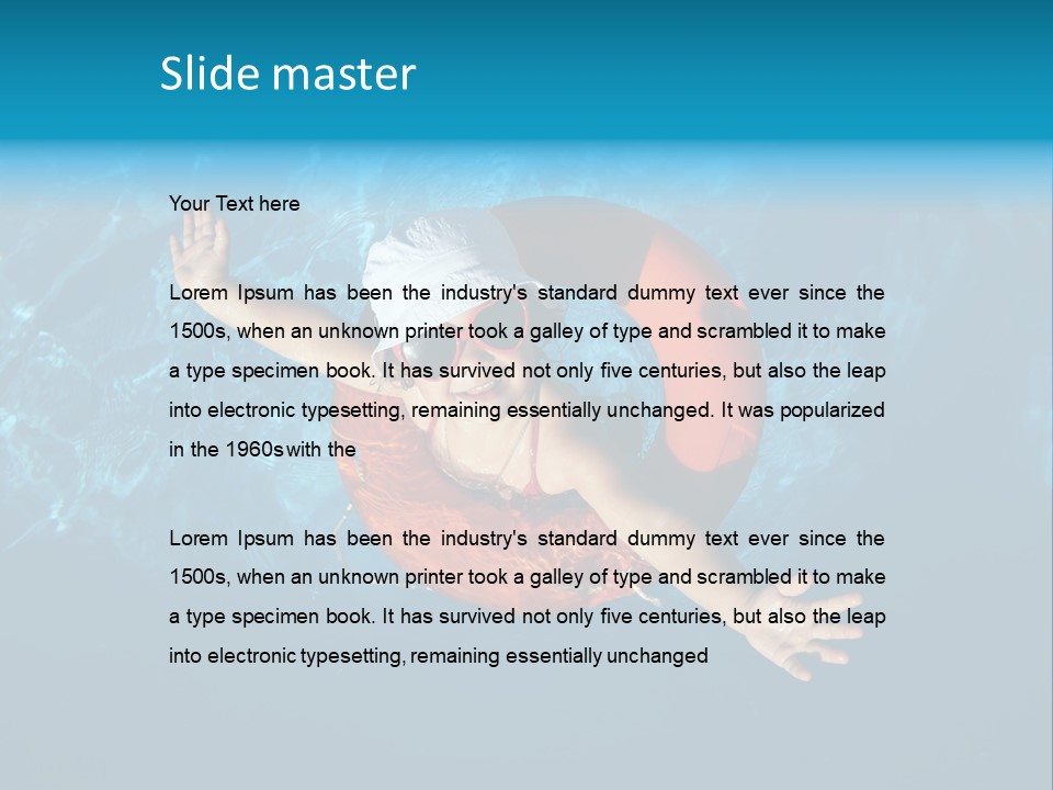 A Little Girl In A Swimming Pool With A Life Preserver PowerPoint Template