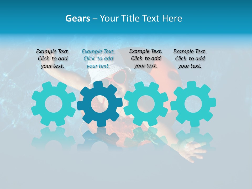 A Little Girl In A Swimming Pool With A Life Preserver PowerPoint Template