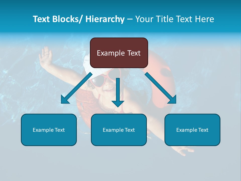 A Little Girl In A Swimming Pool With A Life Preserver PowerPoint Template