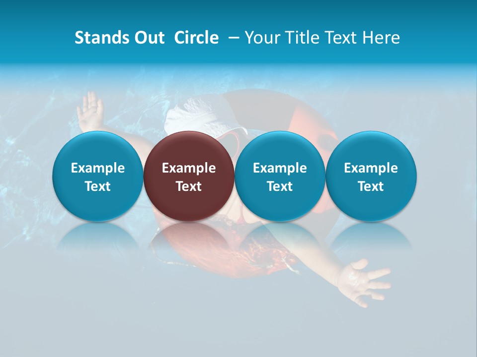 A Little Girl In A Swimming Pool With A Life Preserver PowerPoint Template