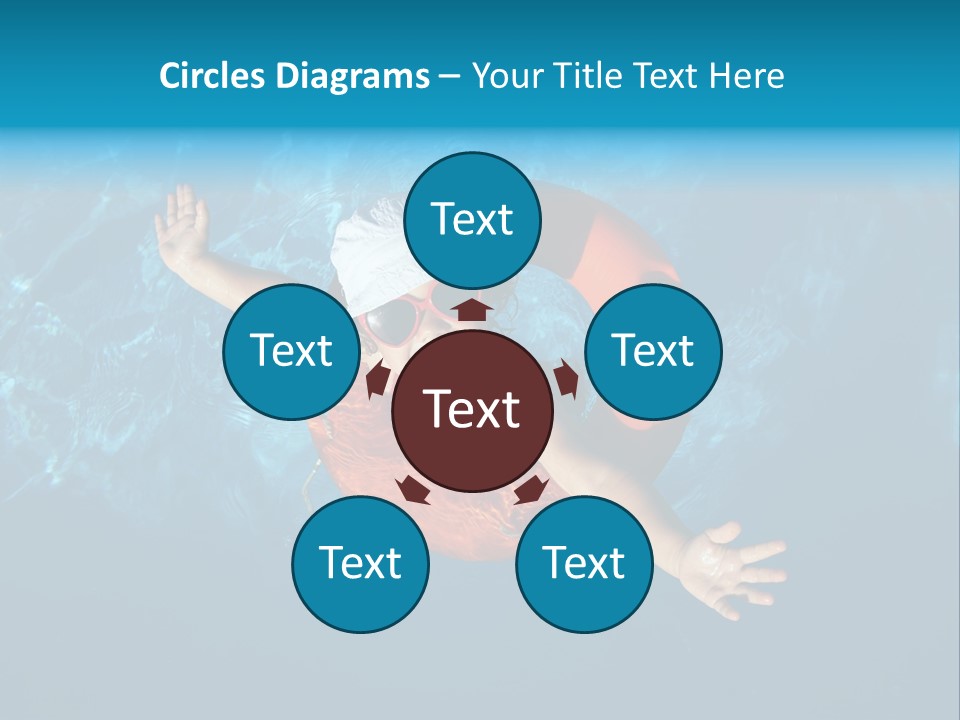 A Little Girl In A Swimming Pool With A Life Preserver PowerPoint Template