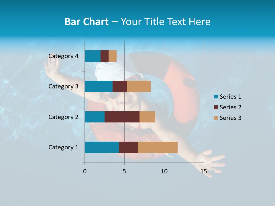 A Little Girl In A Swimming Pool With A Life Preserver PowerPoint Template
