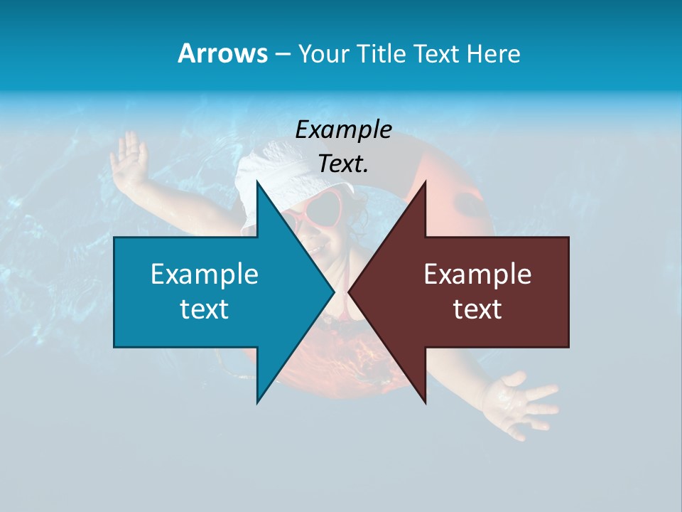 A Little Girl In A Swimming Pool With A Life Preserver PowerPoint Template