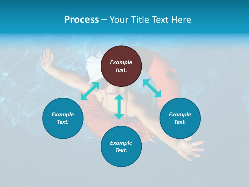 A Little Girl In A Swimming Pool With A Life Preserver PowerPoint Template