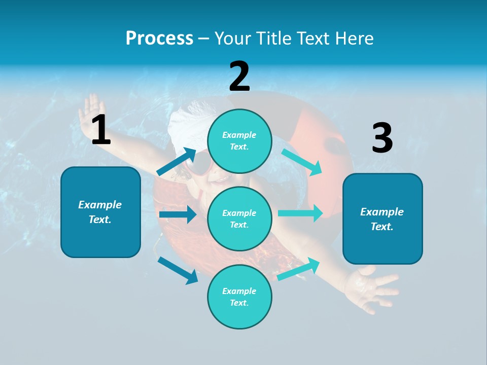 A Little Girl In A Swimming Pool With A Life Preserver PowerPoint Template