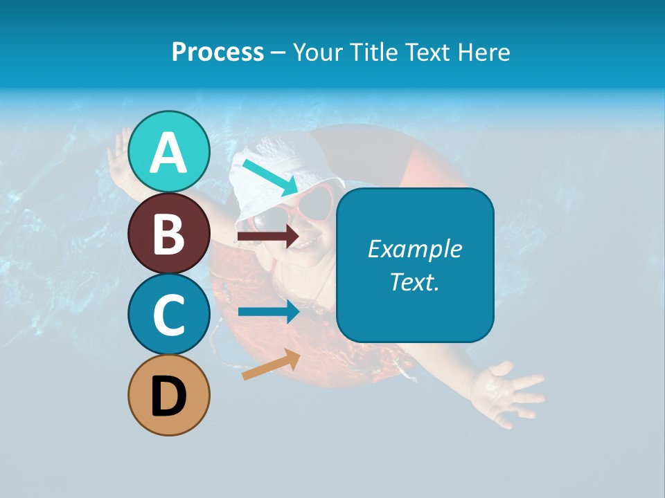 A Little Girl In A Swimming Pool With A Life Preserver PowerPoint Template