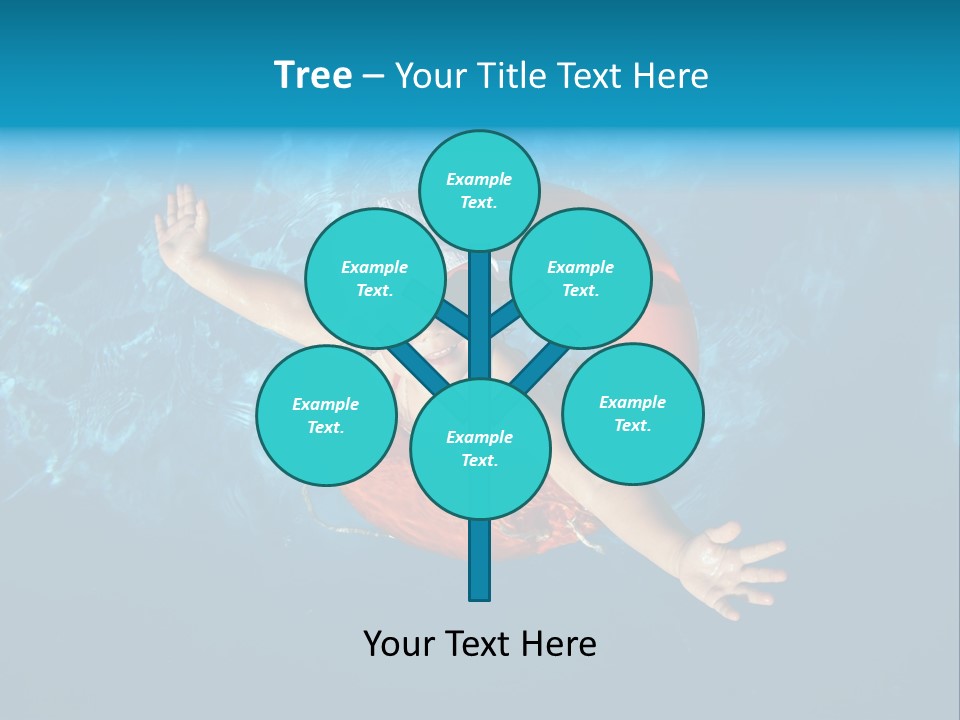 A Little Girl In A Swimming Pool With A Life Preserver PowerPoint Template