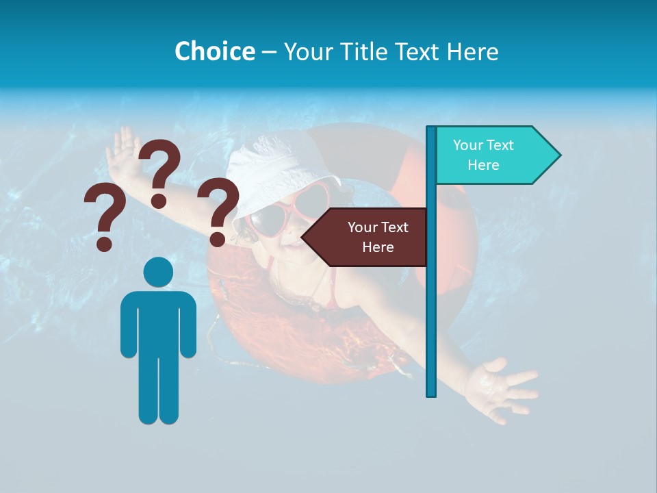 A Little Girl In A Swimming Pool With A Life Preserver PowerPoint Template