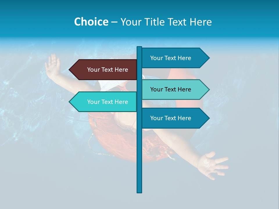 A Little Girl In A Swimming Pool With A Life Preserver PowerPoint Template