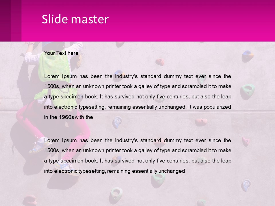 A Woman Climbing Up The Side Of A Rock Wall PowerPoint Template