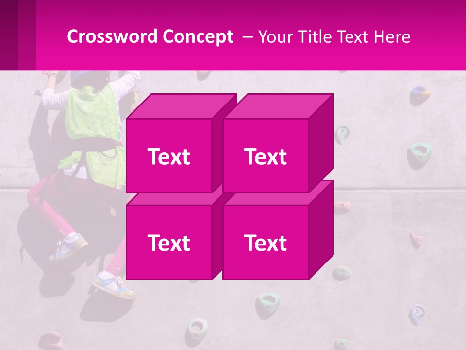 A Woman Climbing Up The Side Of A Rock Wall PowerPoint Template