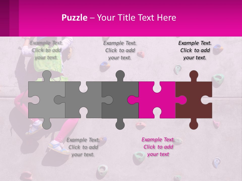 A Woman Climbing Up The Side Of A Rock Wall PowerPoint Template