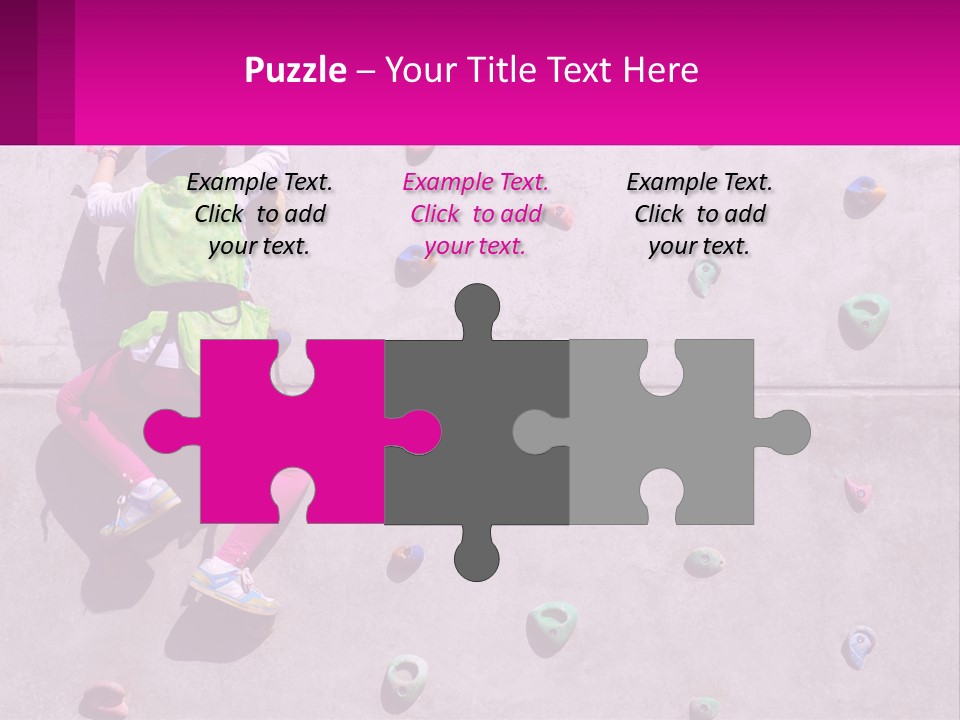 A Woman Climbing Up The Side Of A Rock Wall PowerPoint Template