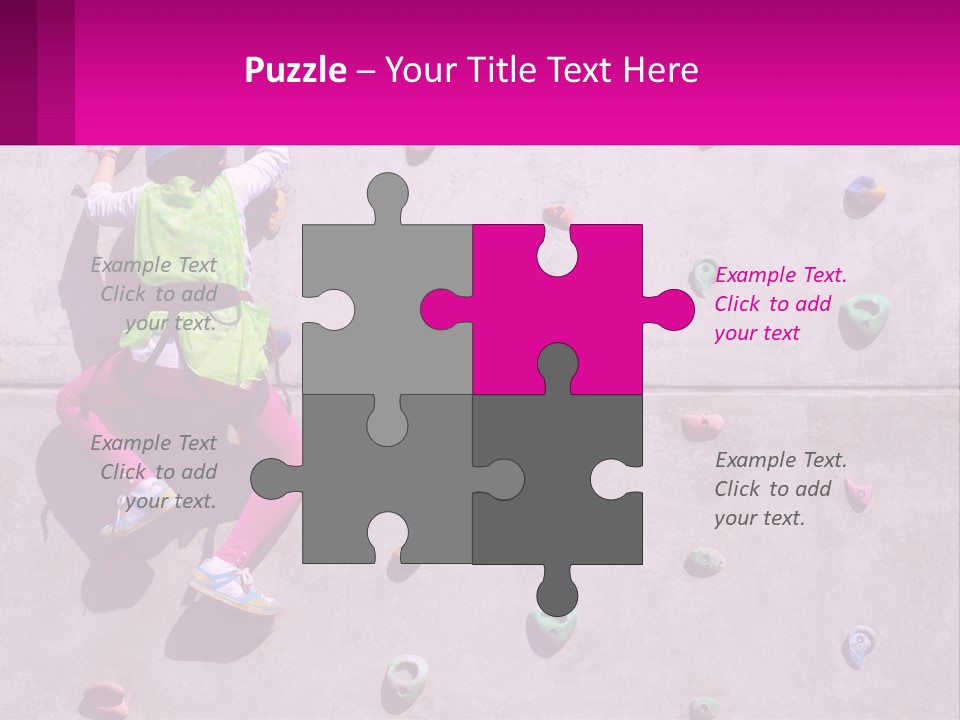 A Woman Climbing Up The Side Of A Rock Wall PowerPoint Template