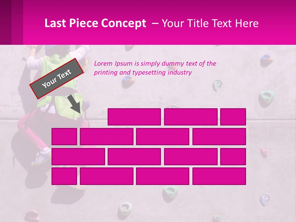 A Woman Climbing Up The Side Of A Rock Wall PowerPoint Template