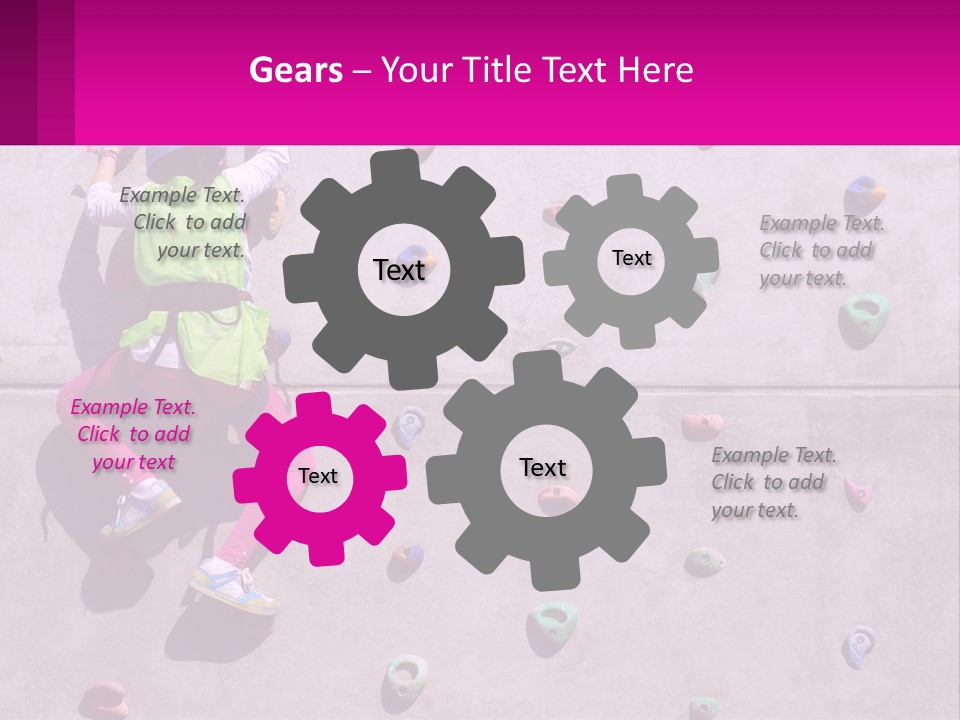 A Woman Climbing Up The Side Of A Rock Wall PowerPoint Template