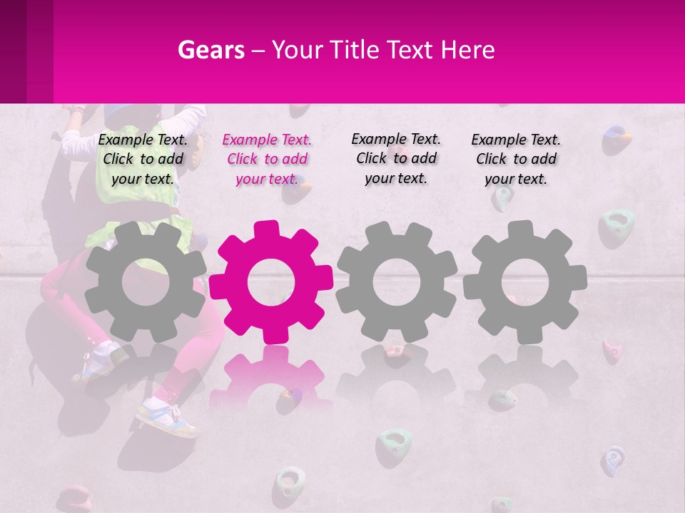 A Woman Climbing Up The Side Of A Rock Wall PowerPoint Template