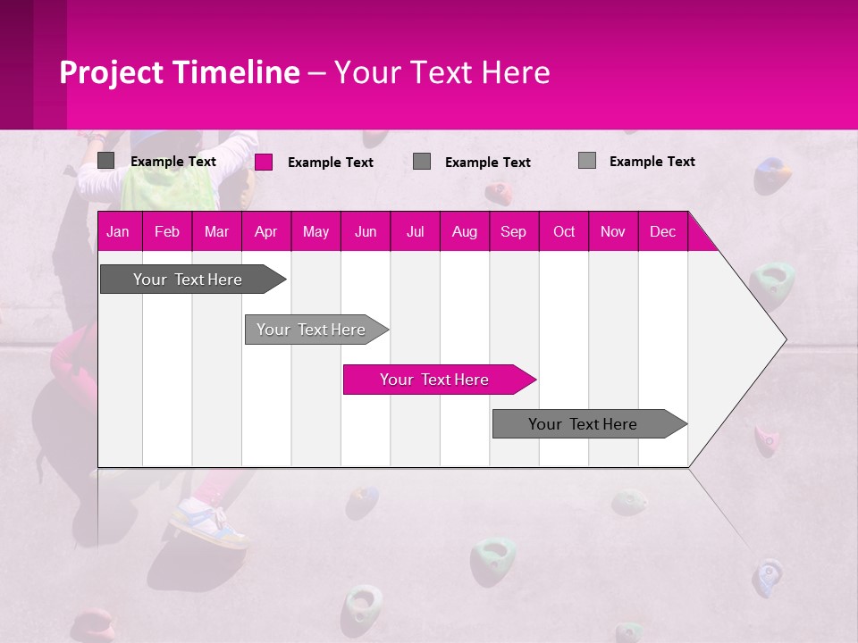 A Woman Climbing Up The Side Of A Rock Wall PowerPoint Template