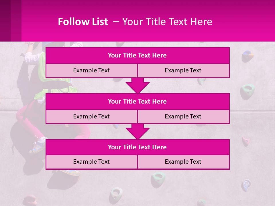 A Woman Climbing Up The Side Of A Rock Wall PowerPoint Template