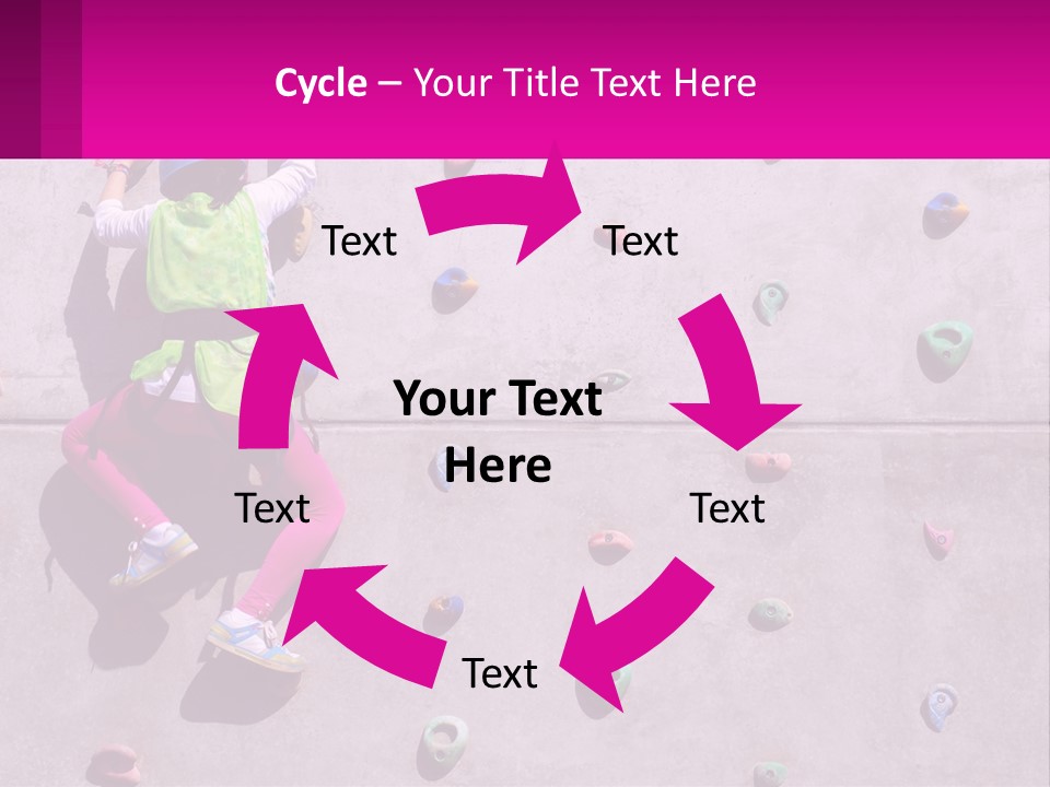 A Woman Climbing Up The Side Of A Rock Wall PowerPoint Template