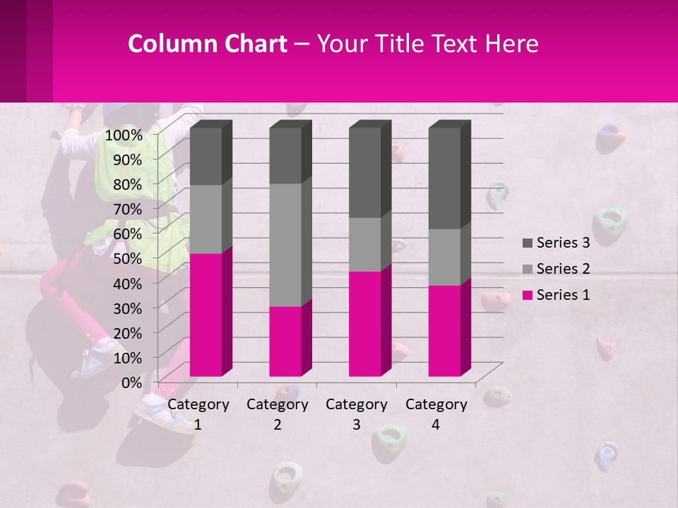 A Woman Climbing Up The Side Of A Rock Wall PowerPoint Template