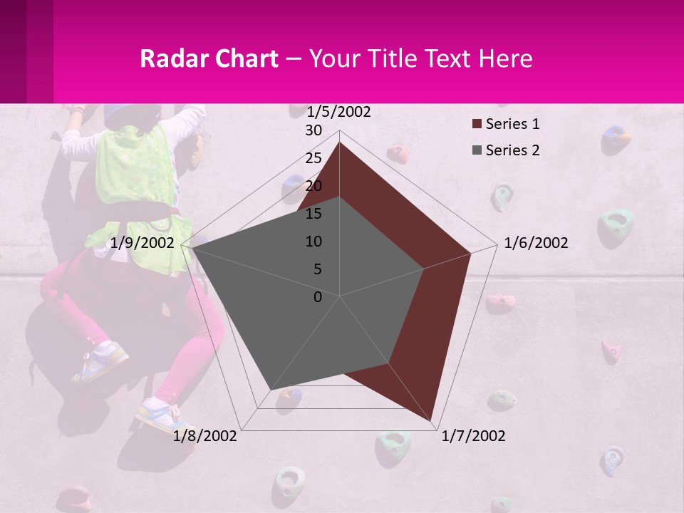 A Woman Climbing Up The Side Of A Rock Wall PowerPoint Template