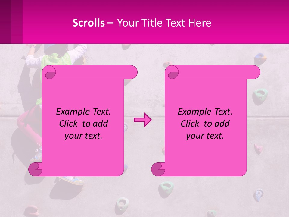 A Woman Climbing Up The Side Of A Rock Wall PowerPoint Template