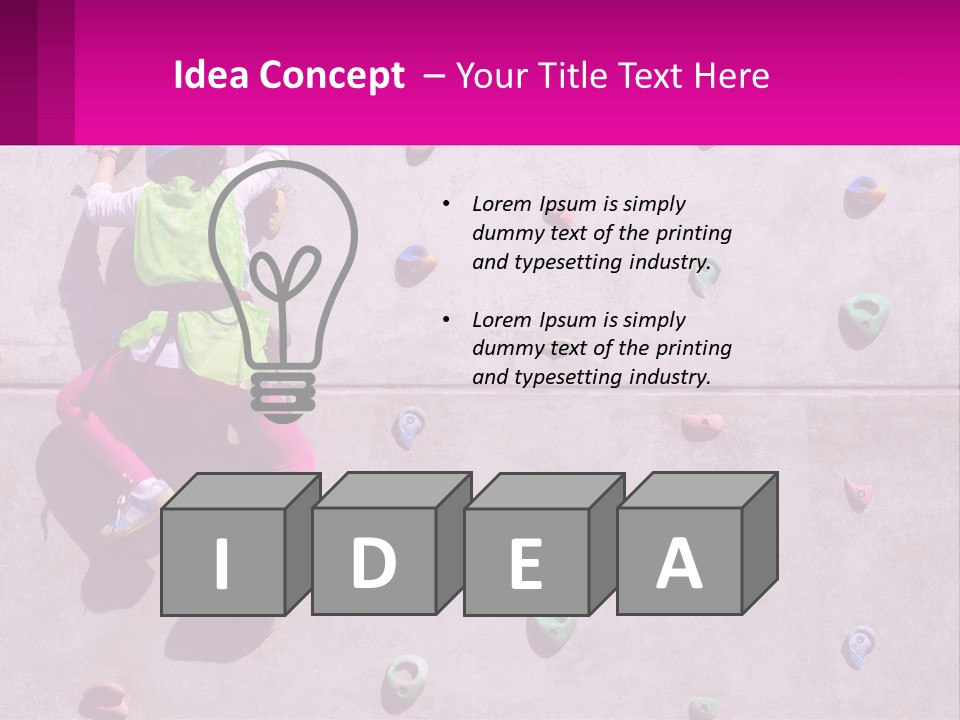 A Woman Climbing Up The Side Of A Rock Wall PowerPoint Template