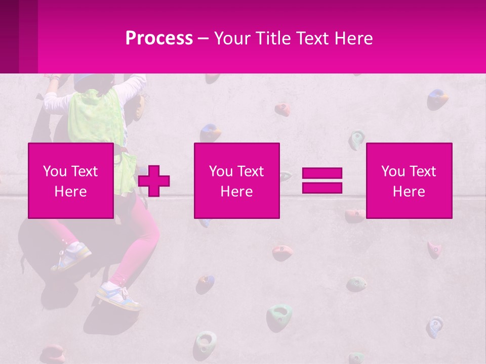 A Woman Climbing Up The Side Of A Rock Wall PowerPoint Template