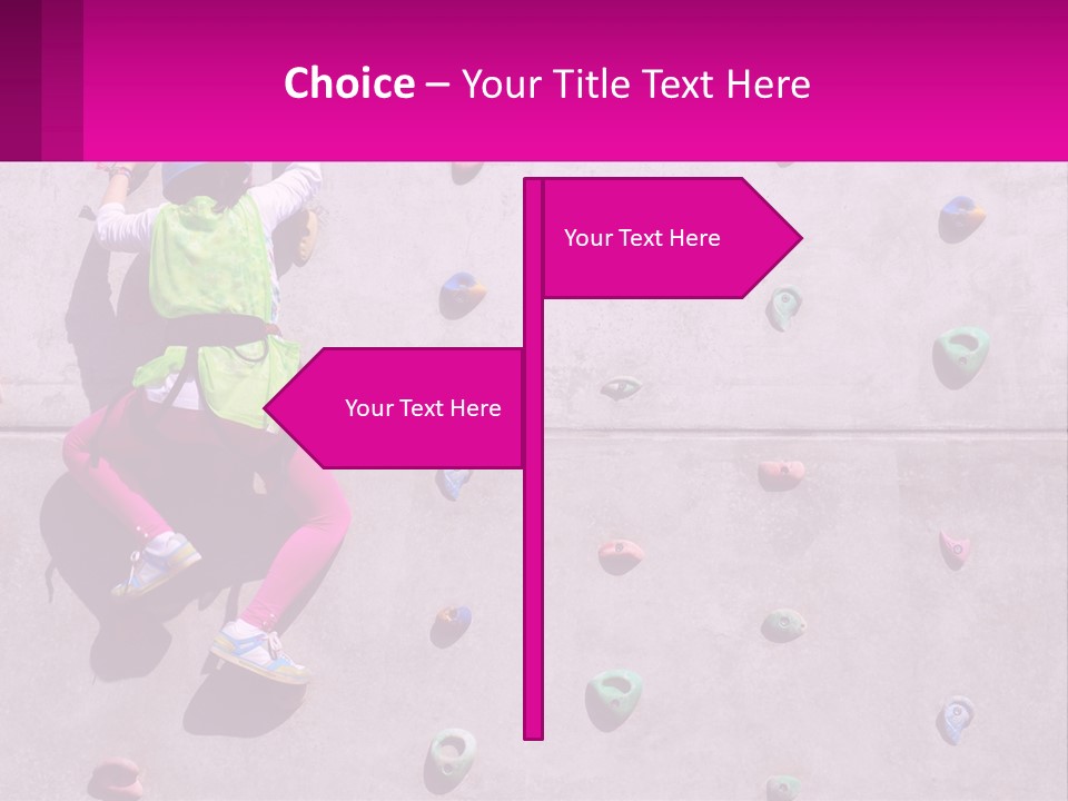 A Woman Climbing Up The Side Of A Rock Wall PowerPoint Template