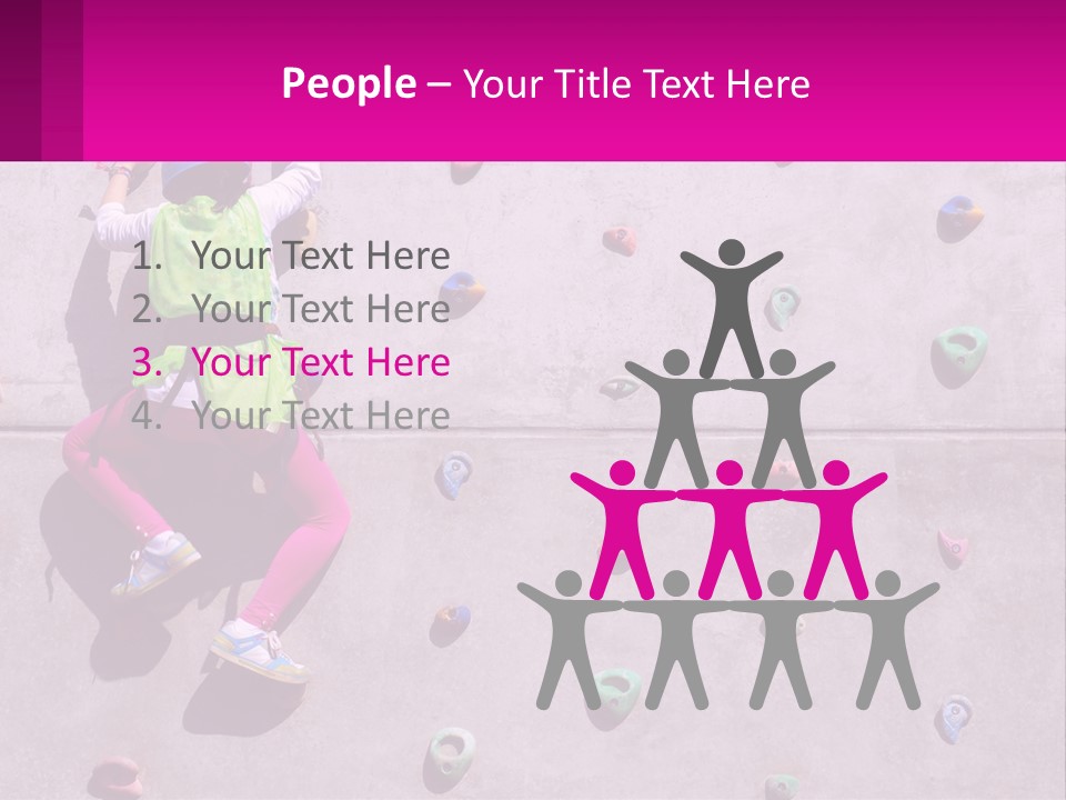 A Woman Climbing Up The Side Of A Rock Wall PowerPoint Template