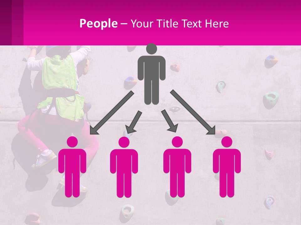 A Woman Climbing Up The Side Of A Rock Wall PowerPoint Template