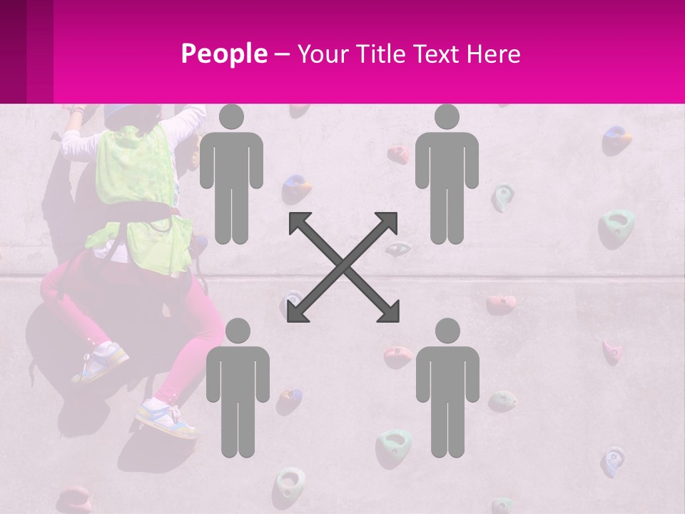 A Woman Climbing Up The Side Of A Rock Wall PowerPoint Template