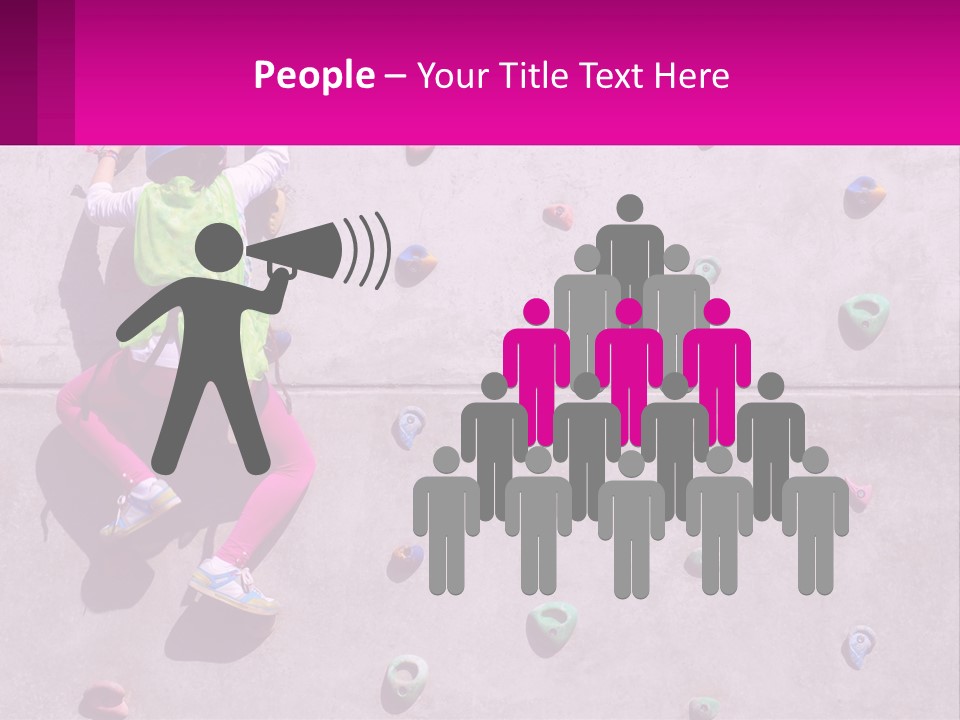 A Woman Climbing Up The Side Of A Rock Wall PowerPoint Template