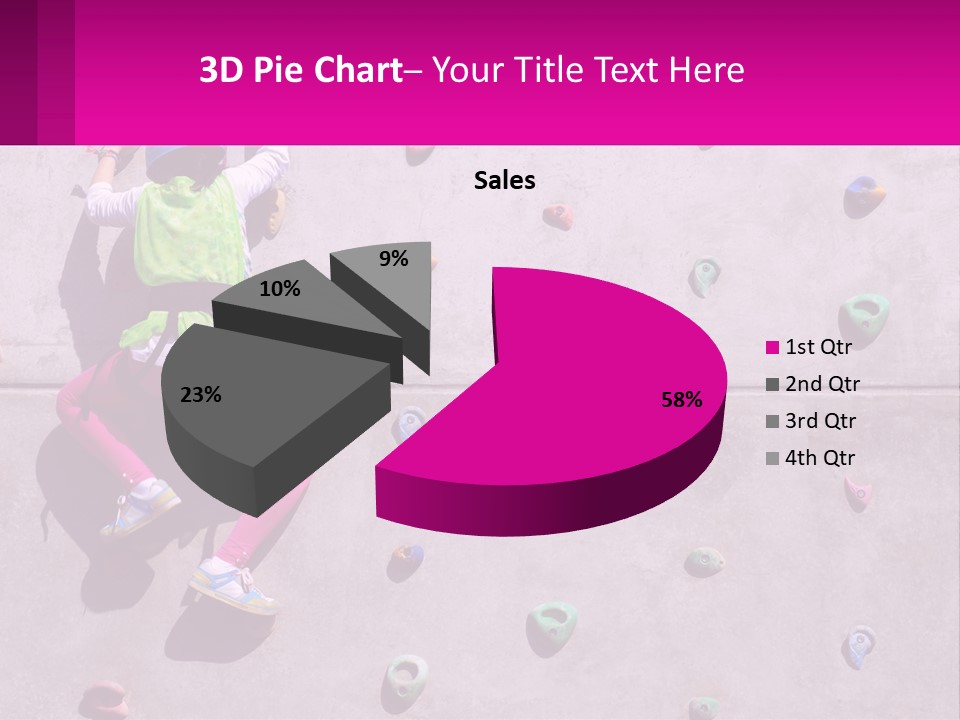 A Woman Climbing Up The Side Of A Rock Wall PowerPoint Template