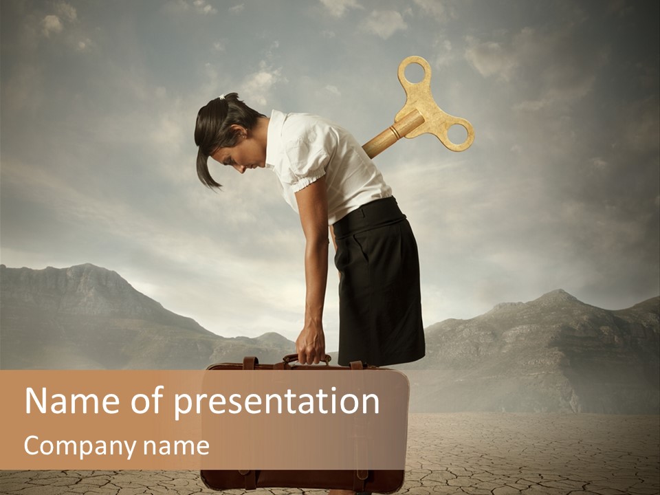 A Woman Holding A Briefcase With A Golden Key On Top Of It PowerPoint Template