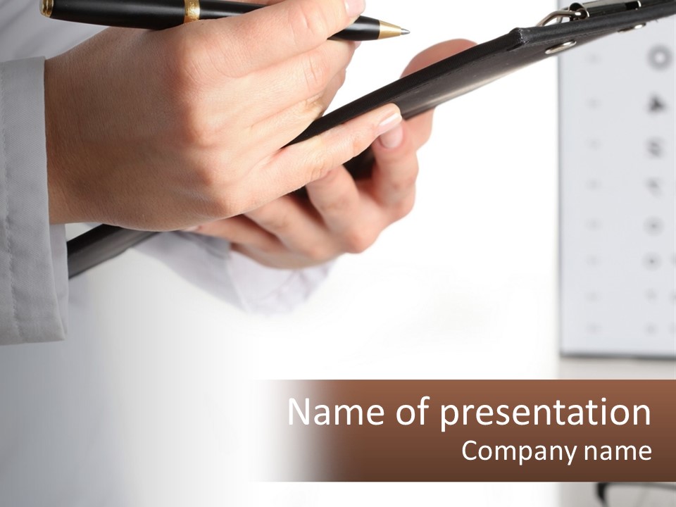 A Person Writing On A Piece Of Paper With A Pen PowerPoint Template