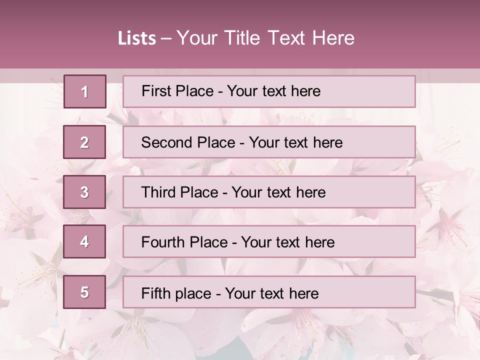 A Bouquet Of Pink Flowers On A Wooden Table PowerPoint Template